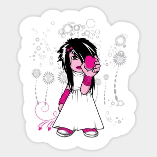 Cute Emo Girl with Heart Sticker